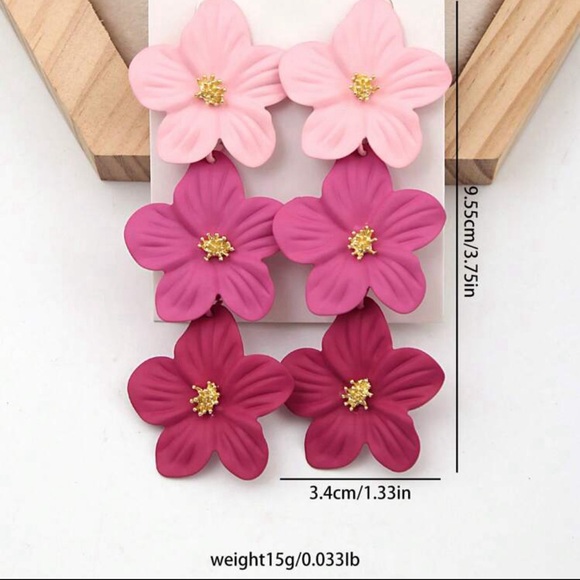 Flower Pendant Earrings - Picture 6 of 7